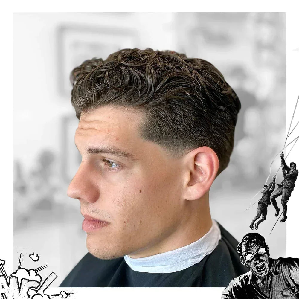Man with Tapered Curly Hair Throwback