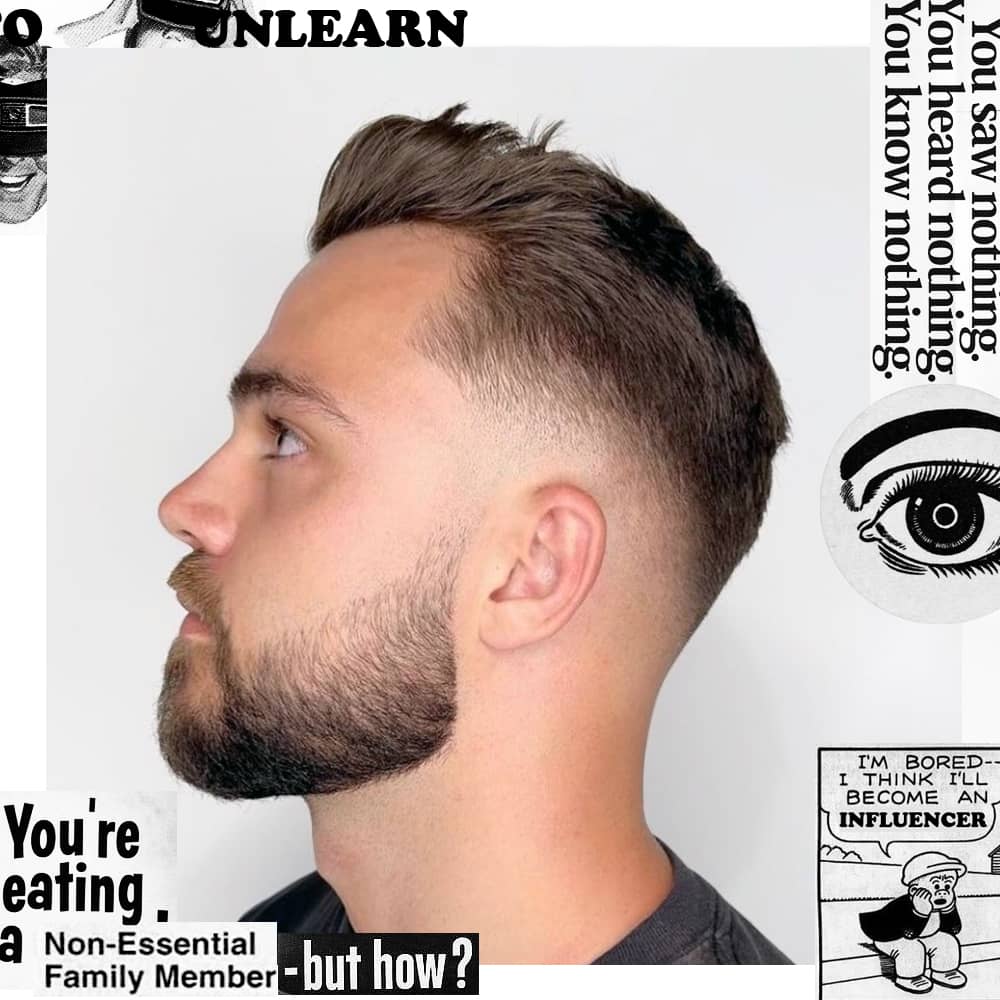 Man with Modern Quiff with Tapered Short Beard